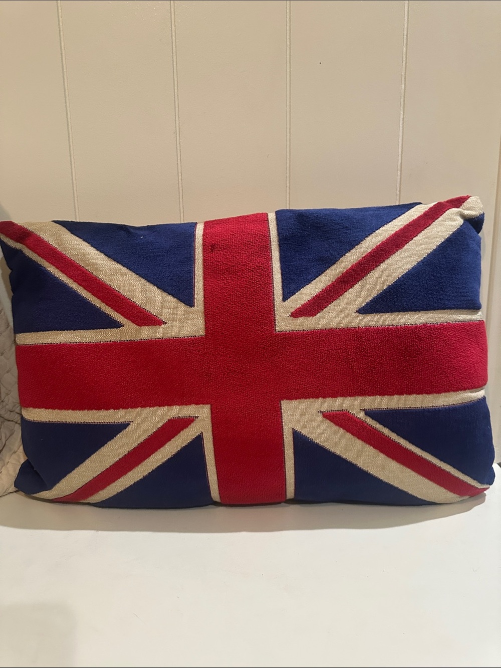 Union Jack Decorative Throw Pillow - Red, Blue, Cream